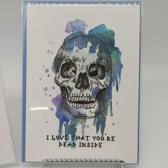 Halloween Themed Greeting Cards Happy Birthday Witch Dead Inside Envelopes Set 2 - Picture 4 of 8